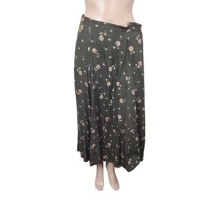 Vintage Liz Claiborne Skirt 6 Hunter Green Floral Cottagecore 80s Preppy Modest